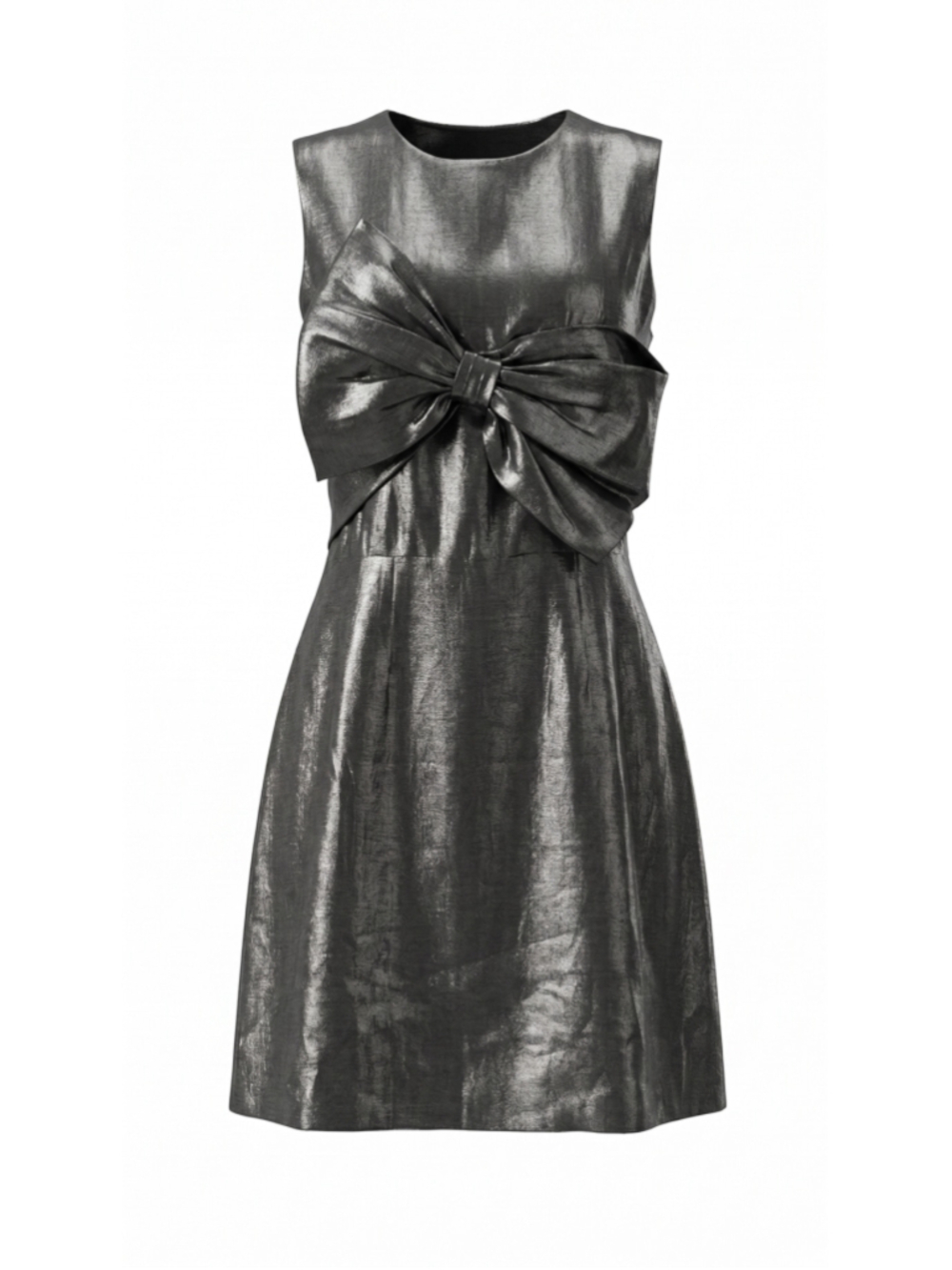 Rachel Antonoff Metallic Bow Front Sheath Dress Black Silver NWT Size 10